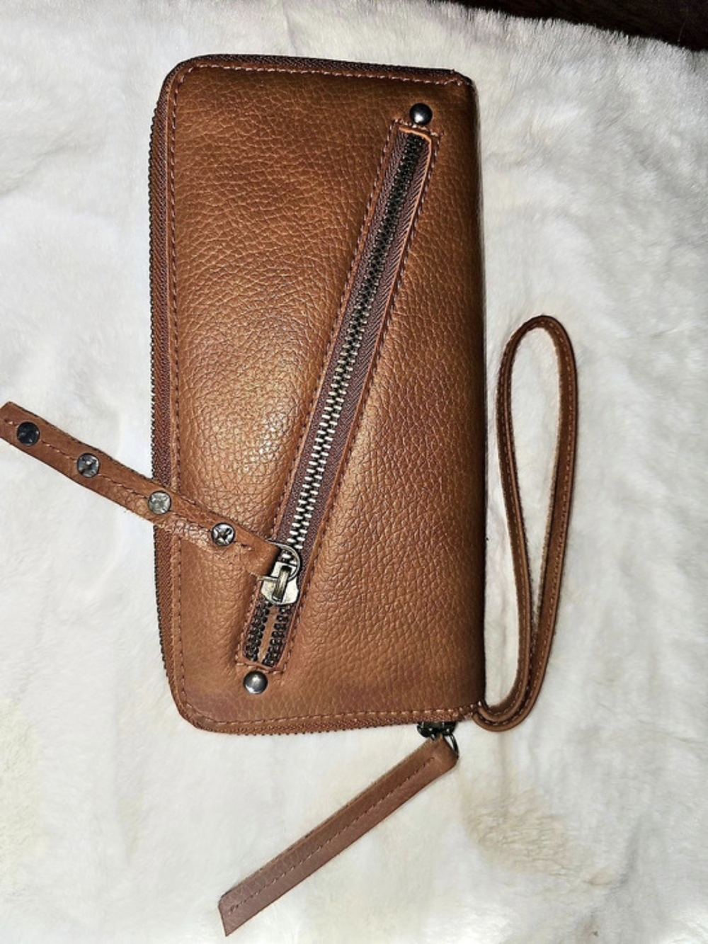 Free People Distressed Vegan Wallet Wristlet in Brown